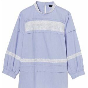 Banana Republic Blue Striped Pintuck Shirt